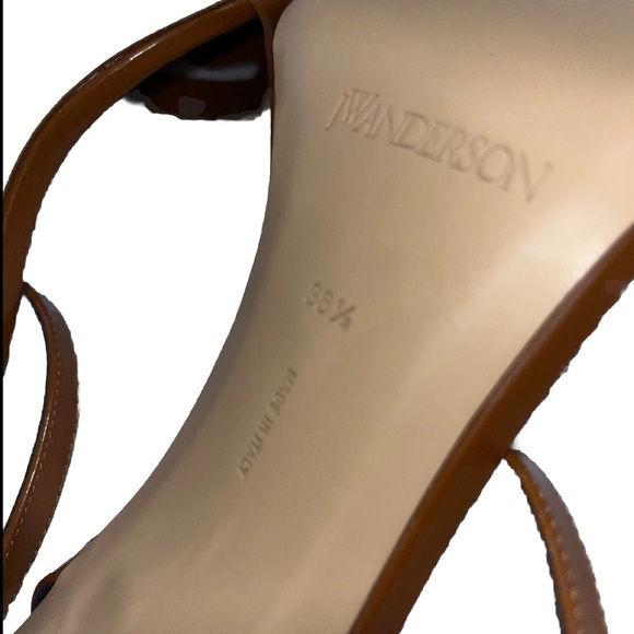 JW ANDERSON Tassel Heel Sandals Brown Black Leather Ankle Strap 38.5 EU 8.5 US - Picture 13 of 14